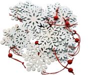 ❄️ khevga 18 wood snowflake christmas tree ornaments - white snowflakes for tree decoration логотип