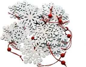 img 4 attached to ❄️ khevga 18 Wood Snowflake Christmas Tree Ornaments - White Snowflakes for Tree Decoration