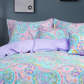 img 3 attached to 🌈 Softta Twin Size Colorful Paisley Western Bedding: Vintage Girls Kids 3Pcs Duvet Cover Sets in 100% Cotton