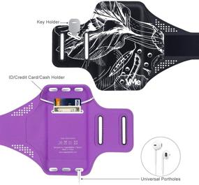 img 2 attached to 📱 VMe Multicolor Abstract and Fun Design Running Armband for iPhone X, Xs, Xr, 8, 7, 6, Galaxy S9, S8, S7, S10 with Adjustable Band, Key/Card Slot - Stylish Sports Armband