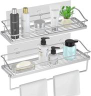 🛁 2 pack orimade adhesive shower caddy organizer shelf with towel bar rail - rustproof wall mounted bathroom and kitchen storage - no drilling, spice rack included logo