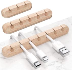 img 4 attached to 🔌 Wood Grain Cable Holder Clips - 3-Pack Silicone Self Adhesive Cable Management Cord Organizer Clips for Desktop, USB Charging Cable, Power Cord, Mouse Cable, Wire - Ideal for PC, Office, Home