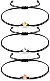 img 4 attached to 🌟 Long Distance BFF Bracelets - Matching Star Friendship Pinky Promise Wish Bracelets for 3 Best Friends, Ideal Gifts for Besties & Sisters