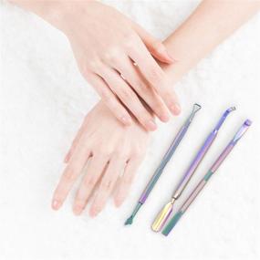 img 2 attached to 💅 Набор для душа CP-3 Rainbow Color Cuticle Pusher - профессиональный набор для сдвига кутикулы из нержавеющей стали и маникюрные инструменты для женщин и девочек. Идеально подходит для удаления ацетона, геля и лака для ногтей, очистки ногтей и маникюра, а также ухода за кутикулой.