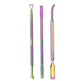 img 4 attached to 💅 Набор для душа CP-3 Rainbow Color Cuticle Pusher - профессиональный набор для сдвига кутикулы из нержавеющей стали и маникюрные инструменты для женщин и девочек. Идеально подходит для удаления ацетона, геля и лака для ногтей, очистки ногтей и маникюра, а также ухода за кутикулой.