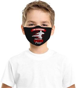 img 1 attached to 🥋 Taekwondo Superpower Black Face Masks Set of 2 for Kids & Adults - Washable, Reusable, Adjustable, Breathable Cloth Bandanas with 4 Filters