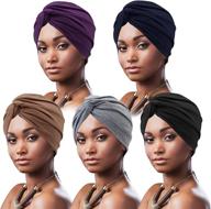 🏾 dreshow women's african turban headwraps - 5 pack of knotted pre-knotted beanie headwraps logo