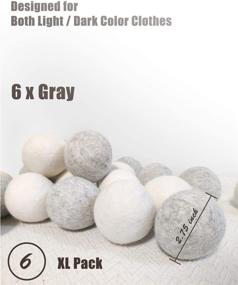 img 1 attached to 🐑 Organic Natural Wool Dryer Balls - 6 Pack XL, Fabric Softening, Anti Static, Baby Safe, No Lint, Odorless, Reusable Gray - OHOCO