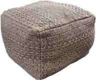 🪑 jewderm unstuffed pouf cover - cotton linen footrest for living room and bedroom - soft woven square poufs in brown logo