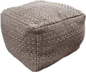 img 4 attached to 🪑 Jewderm Unstuffed Pouf Cover - Cotton Linen Footrest for Living Room and Bedroom - Soft Woven Square Poufs in Brown