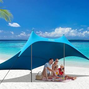 img 4 attached to 🏖️ AKASO Portable Beach Tent Canopy with UPF50+ Sun Protection – Ideal for 6-8 People; Perfect for Beach, Camping, Fishing, Backyard, Picnics; 10×10 FT Size with 2 Sturdy Poles