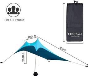 img 3 attached to 🏖️ AKASO Portable Beach Tent Canopy with UPF50+ Sun Protection – Ideal for 6-8 People; Perfect for Beach, Camping, Fishing, Backyard, Picnics; 10×10 FT Size with 2 Sturdy Poles