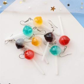 img 3 attached to 🍭 Cute Resin Round Lollipop Drop Earrings Set – Handmade Candy Color Simulation Food Dangle Earrings with Heart Shape – Funny Cartoon Drop Earrings – Friendship Jewelry for Women and Girls