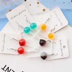 img 2 attached to 🍭 Cute Resin Round Lollipop Drop Earrings Set – Handmade Candy Color Simulation Food Dangle Earrings with Heart Shape – Funny Cartoon Drop Earrings – Friendship Jewelry for Women and Girls