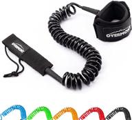 🏄 overmont premium surfboard leash with wrist strap & coiled tpu, 10ft – safe for paddleboard, shortboard, longboard logo