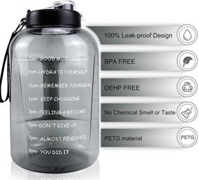 img 3 attached to 💧 DB & PROSPER Large 1 Gallon Black Motivational Water Bottle with Time Marker - Ideal for Bottles, Hydration, Gym, Exercise, Hiking, Camping, Water Jugs, Sports Accessories, Wellness