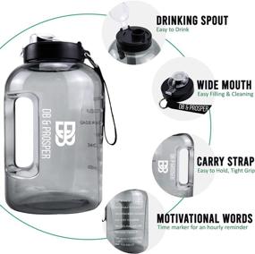 img 1 attached to 💧 DB & PROSPER Large 1 Gallon Black Motivational Water Bottle with Time Marker - Ideal for Bottles, Hydration, Gym, Exercise, Hiking, Camping, Water Jugs, Sports Accessories, Wellness