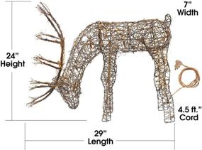 img 2 attached to 🦌 Alpine Corporation 24-Inch Outdoor/Indoor Rattan Grazing Reindeer with Lights - Christmas and Holiday Yard Decoration