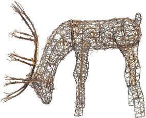 img 4 attached to 🦌 Alpine Corporation 24-Inch Outdoor/Indoor Rattan Grazing Reindeer with Lights - Christmas and Holiday Yard Decoration