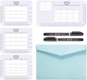img 4 attached to 💌 Gejoy 7-Piece Envelope Addressing Guide: 4 Style Addressing Stencils for Envelopes, with 2 Size Brush Pens – Ideal for Thank You Cards, Festival Cards, Wedding Invitations, and Party Invitations