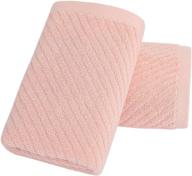 set of 2 pink ribbed hand towels for bathroom - piccocasa 13x29 inch, soft & absorbent 100% cotton towels for fast drying in hotels, spas & face towel uses logo