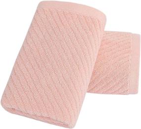 img 4 attached to Set of 2 Pink Ribbed Hand Towels for Bathroom - PiccoCasa 13x29 Inch, Soft & Absorbent 100% Cotton Towels for Fast Drying in Hotels, Spas & Face Towel Uses