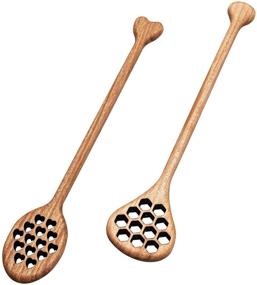 img 4 attached to 🌿 Natural Handcrafted Wooden Honey Dippers, Drizzlers, and Mixing Stirrers – Set of 2, Length 6 and 8 inches