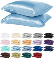 🛏️ dreamhome satin pillow case – set of 2 zippered pillowcases (standard size, light blue), enhance your bedroom décor! логотип