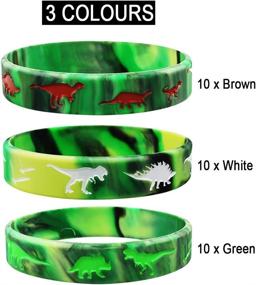 img 3 attached to 🦖 Dinosaurs Silicone Wristbands - Pack of 30, Dinosaurs World Jurassic Party Supplies for Dinosaur Themed Birthday Party - Favors, Gifts, Bags Stuffers in 3 Color Options