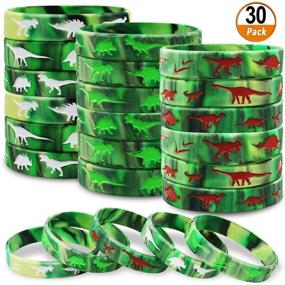 img 4 attached to 🦖 Dinosaurs Silicone Wristbands - Pack of 30, Dinosaurs World Jurassic Party Supplies for Dinosaur Themed Birthday Party - Favors, Gifts, Bags Stuffers in 3 Color Options