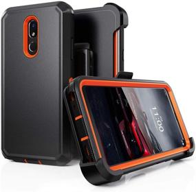 img 4 attached to LG Stylo 5 Case: Heavy Duty Shockproof Protector with Belt Clip and Kickstand - Black & Orange