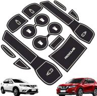 🚗 nissan rogue car non-slip interior door mat cup mat set - 2014-2020 - 12pcs in white logo