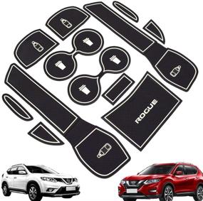 img 4 attached to 🚗 Nissan Rogue Car Non-Slip Interior Door Mat Cup Mat Set - 2014-2020 - 12pcs in White