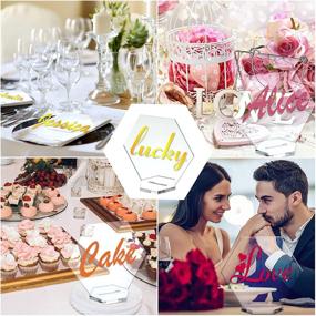 img 1 attached to 📇 Classic Style Clear Acrylic Hexagon Place Cards with Holder - Set of 25 | DIY Sublimation Wedding Table Numbers & Name Cards Plates for Reception, Banquet, and Party Decorations