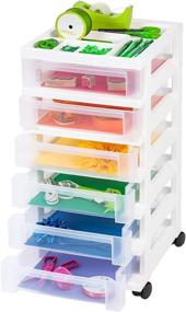 img 1 attached to 🗄️ IRIS USA MC-360-TOP Plastic Storage Drawer, Rolling Cart with Organizer Top, 6, White" - Revised: "IRIS USA MC-360-TOP Plastic Storage Drawer Rolling Cart with Organizer Top - 6 Drawers, White