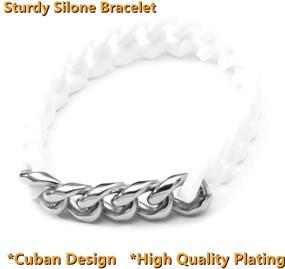 img 2 attached to Topsteel Jewelry Silicone Rubber Cuban Link Chain Bracelet - Unisex, Stainless Steel/18K Gold Plated Minimalist Jewelry Multi-Color Wristband