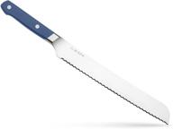 misen 9.5 inch serrated bread knife - 🔪 premium high carbon steel bread cutter - blue kitchen knives logo