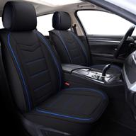 coverado leather seat covers: waterproof faux leather auto cushion cover, universal fit (full set, black-and-blue) - ultimate protection for cars, suvs & sedans logo