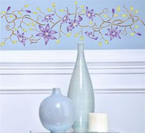 img 1 attached to Clematis Stencil: Stunning Flower Wall Border Stencil for Painting - 20.5 x 6.5 inch Classic Template