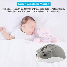 img 3 attached to 🐹 CHUYI Grey Wireless Silent Mouse - Hamster Shaped Cartoon and Cute Portable Animal Optical Cordless Mice for Travel, Library, Computer, Laptop, School - Ideal Gift for Kids and Children