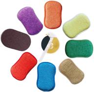 🧽 5-pack of fyhappy microfiber kitchen cleaning scrubbing sponges - reusable non-scratch scouring pads for washing up, dish pan scrubber with heavy duty scrub sponge, random colors + bonus hook logo