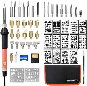 img 4 attached to 🔥 ULTIMATE Wood Burning Kit with Adjustable Temperature Soldering Iron - INTLMATE 54 PCS Pyrography Set: Woodburning Tool, Embossing/Carving/Soldering Tips, 16 Stencils