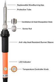 img 2 attached to 🔥 ULTIMATE Wood Burning Kit with Adjustable Temperature Soldering Iron - INTLMATE 54 PCS Pyrography Set: Woodburning Tool, Embossing/Carving/Soldering Tips, 16 Stencils
