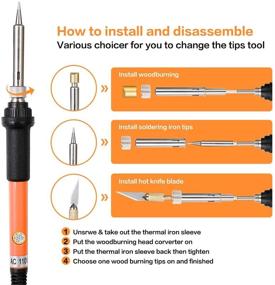 img 3 attached to 🔥 ULTIMATE Wood Burning Kit with Adjustable Temperature Soldering Iron - INTLMATE 54 PCS Pyrography Set: Woodburning Tool, Embossing/Carving/Soldering Tips, 16 Stencils