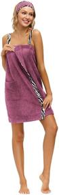 img 1 attached to 👗 Zexxxy Women's Adjustable Strap Bath Wrap Towel Set with Headband and Pocket