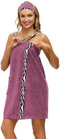 img 3 attached to 👗 Zexxxy Women's Adjustable Strap Bath Wrap Towel Set with Headband and Pocket