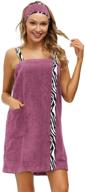 👗 zexxxy women's adjustable strap bath wrap towel set with headband and pocket logo