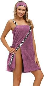 img 2 attached to 👗 Zexxxy Women's Adjustable Strap Bath Wrap Towel Set with Headband and Pocket