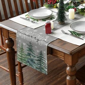 img 2 attached to 🎄 Artoid Mode Pine Tree Snowflake Christmas Table Runner: Festive Winter Decor for Indoor Outdoor Home Party - 13x72 Inch