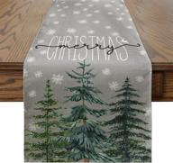 🎄 artoid mode pine tree snowflake christmas table runner: festive winter decor for indoor outdoor home party - 13x72 inch логотип